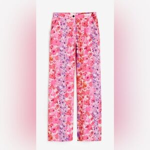 H&M nwt size 16 Floral Pink and Purple Wide-Leg Pants. A233